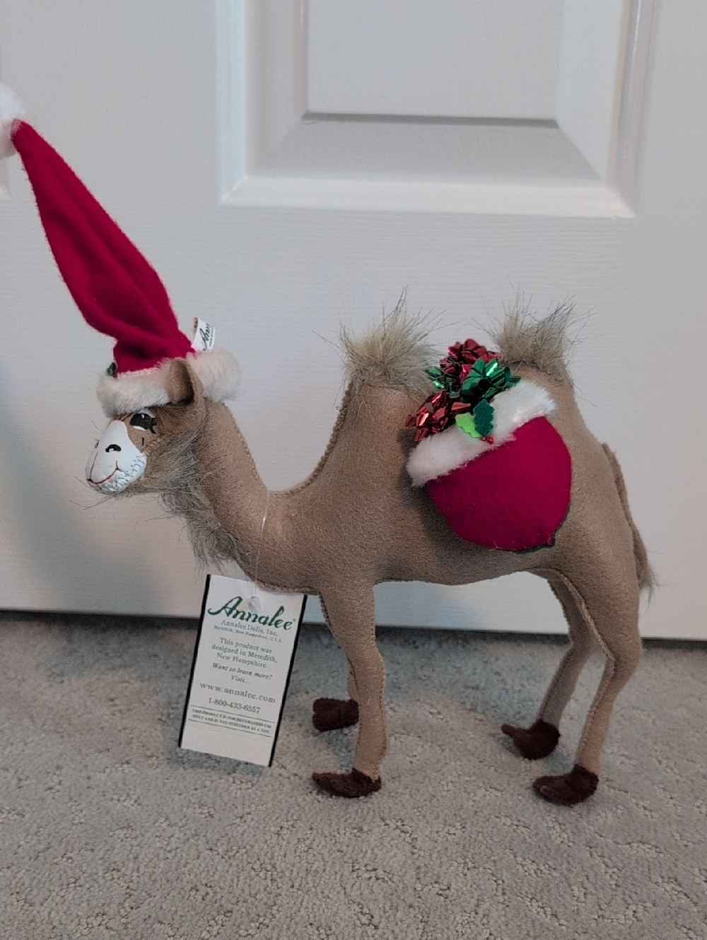 Annalee Tan Camel Plush with Red Santa Hat and Saddle